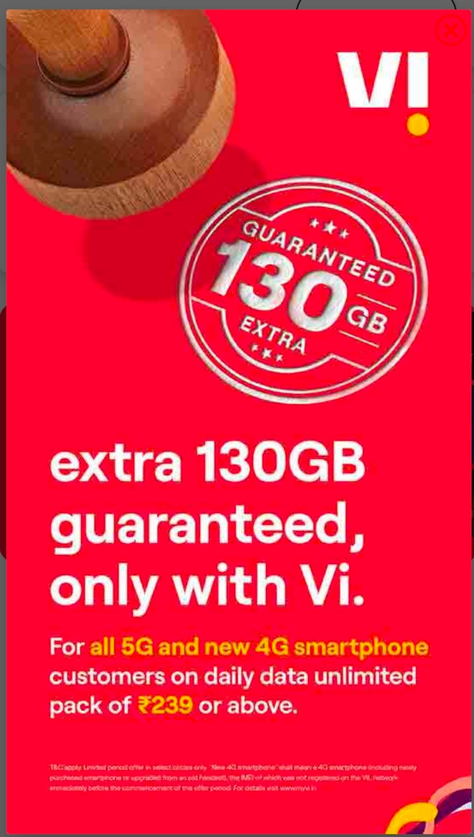 Vi Free 130GB Data | Vi Free 10GB Data Code | Vodafone Idea